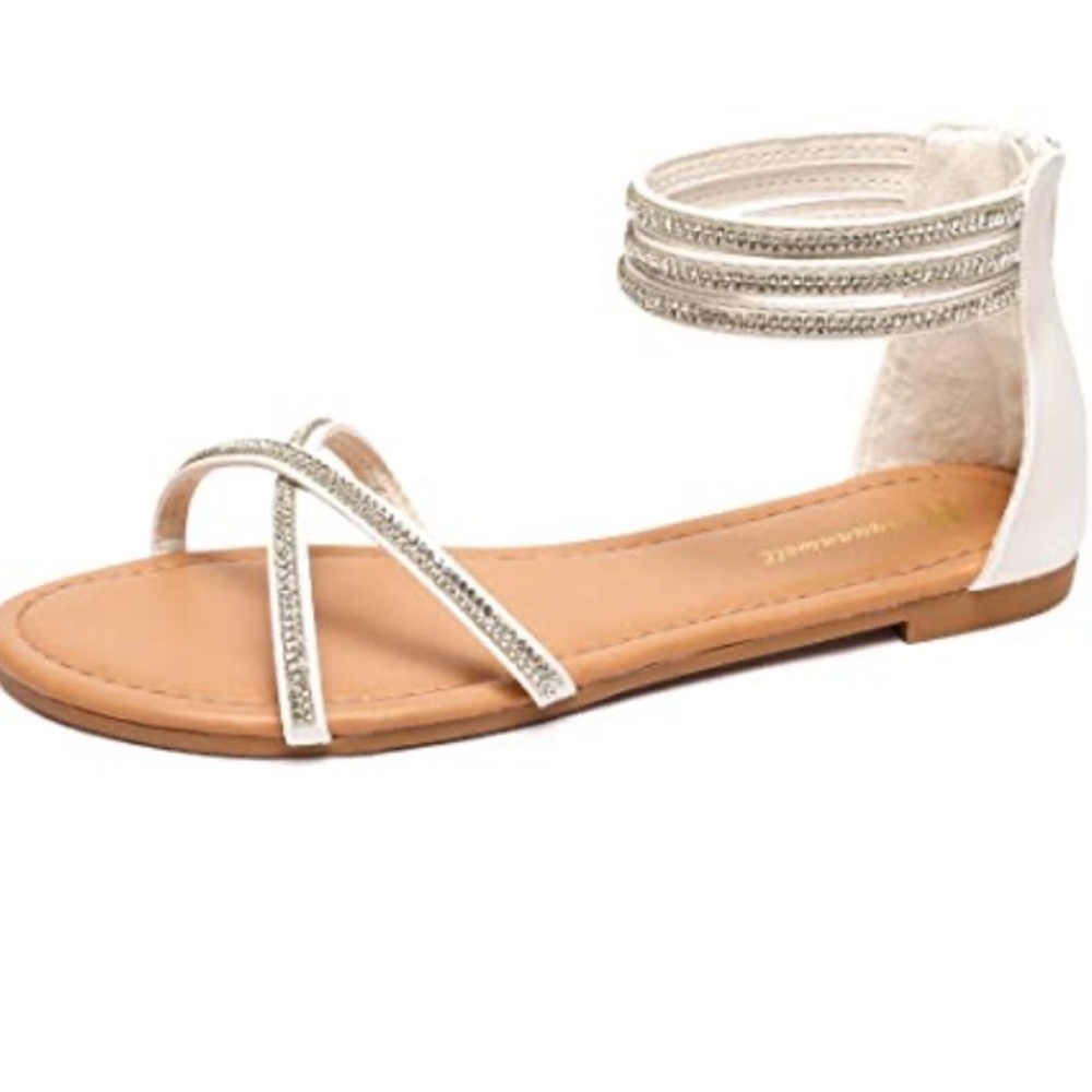 Huayuanwell Womens Rhinestones Sandals Ankle Strap Strappy NWT comes with 2 🎁